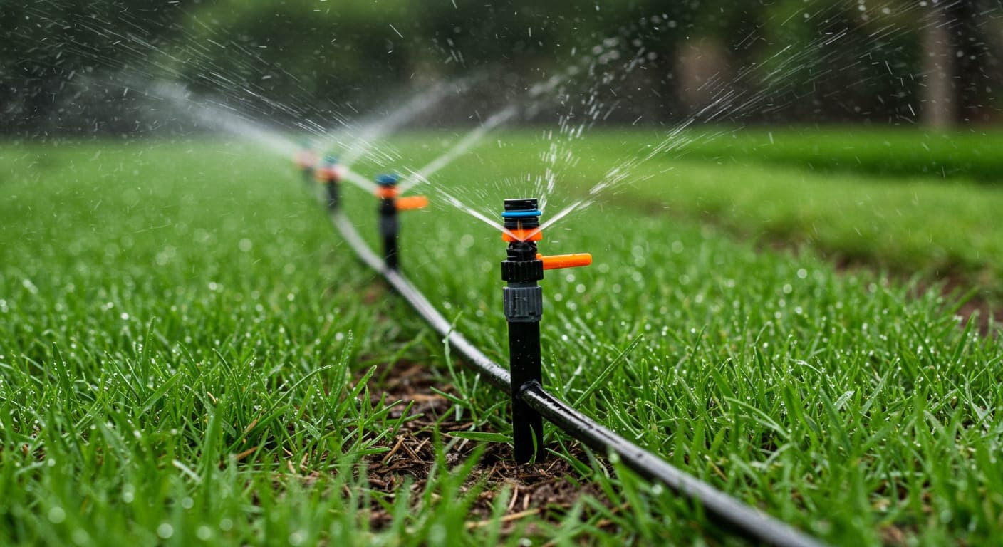 Ankara bahçesinde damlama sulama borusu ve sprinkler başlık kurulum çalışması