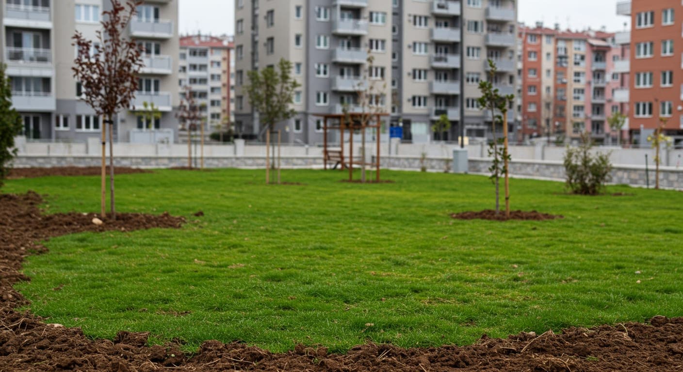 Mamak'ta kentsel dönüşüm parselinde yeni bahçe düzenlemesi, ıslah edilmiş yeşil alan