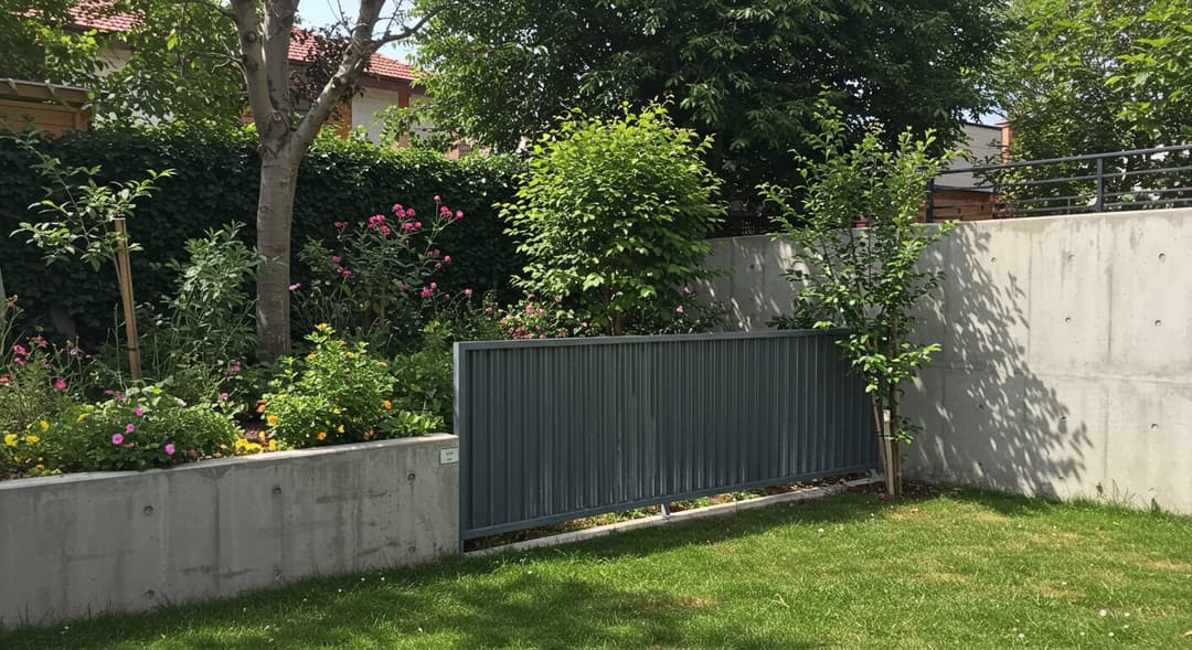 Çelik kalıpla dökülmüş beton bahçe duvarı