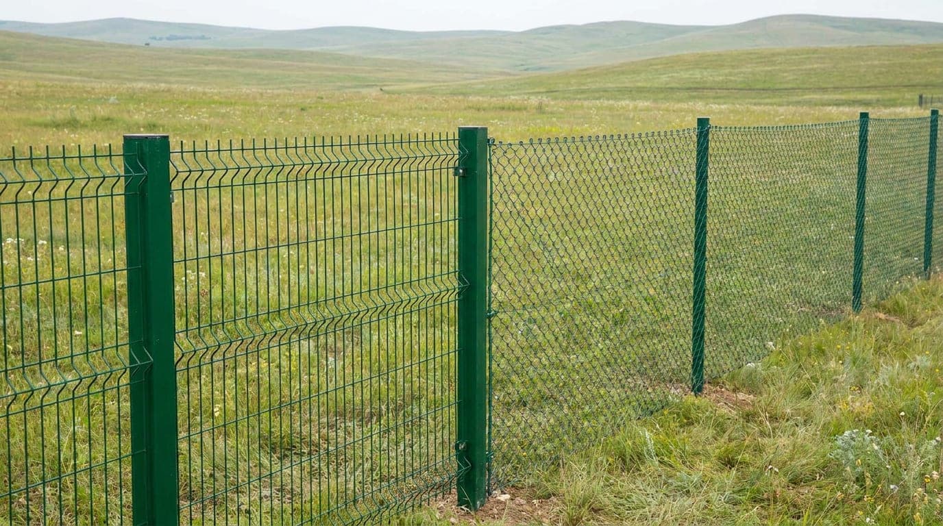 Panel çitten tel örgüye geçen karma sınır hattı