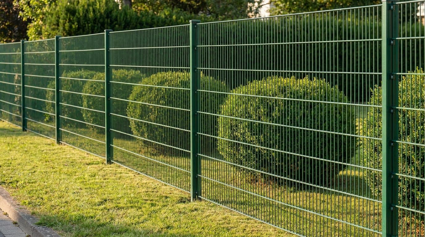 Bahçe sınırında güvenlik amaçlı kurulmuş panel çit hattı