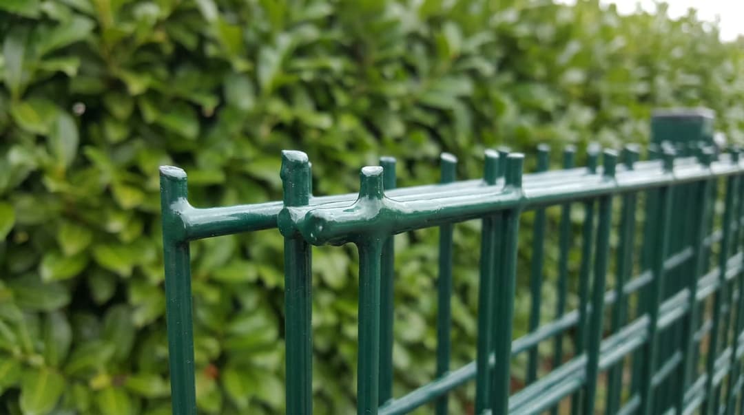Kesilmiş panel çit ucunun ve rötuş uygulanmış kenarın yakın görünümü