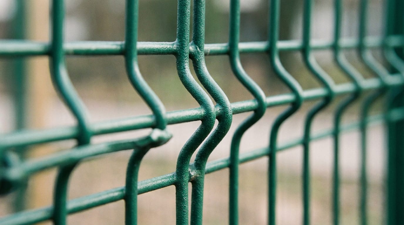 2D panel çitte yatay büküm detayının yakın görünümü