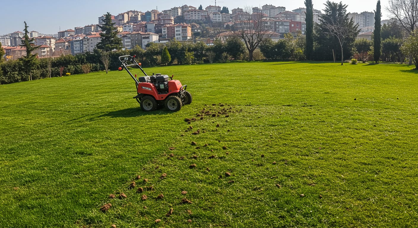 Sararan çimin havalandırma ile onarılması